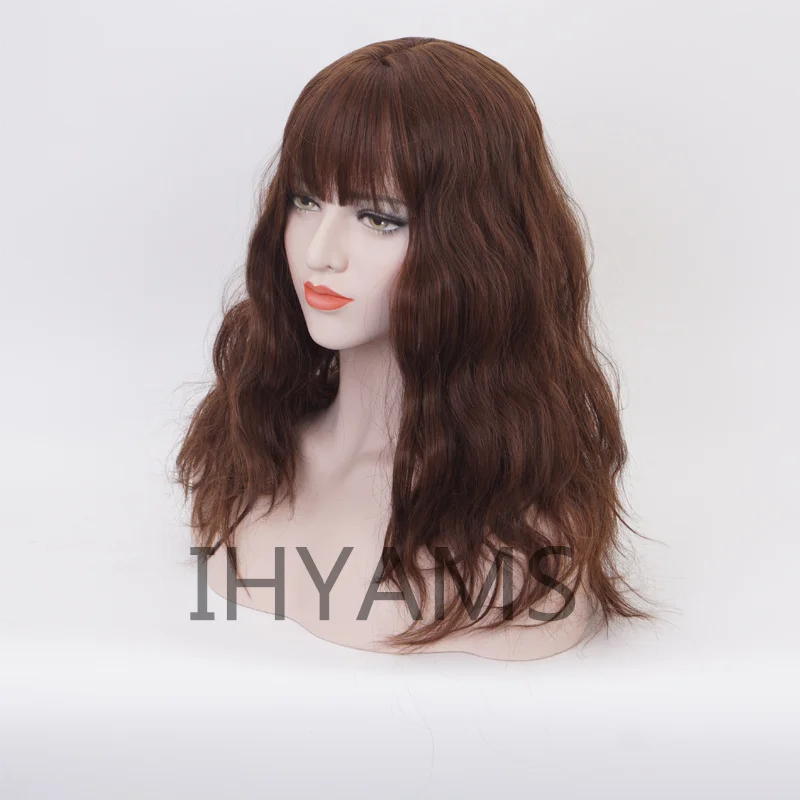 

Hermione Jean Granger Cosplay Wigs Long Brown Wavy Curly Heat Resistant Synthetic Hair Wig + Wig Cap