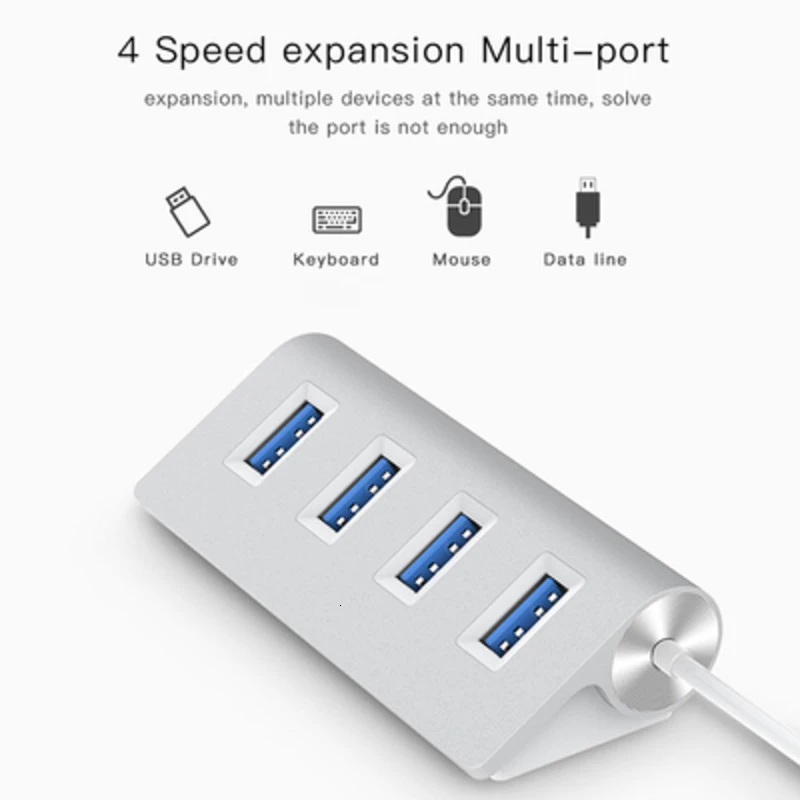 CHYI Hub Usb Multi Port 2.0 4 Port, aksesori komputer Mini adaptor Aloi aluminium pemisah Hab Usb kecepatan tinggi untuk ponsel pintar