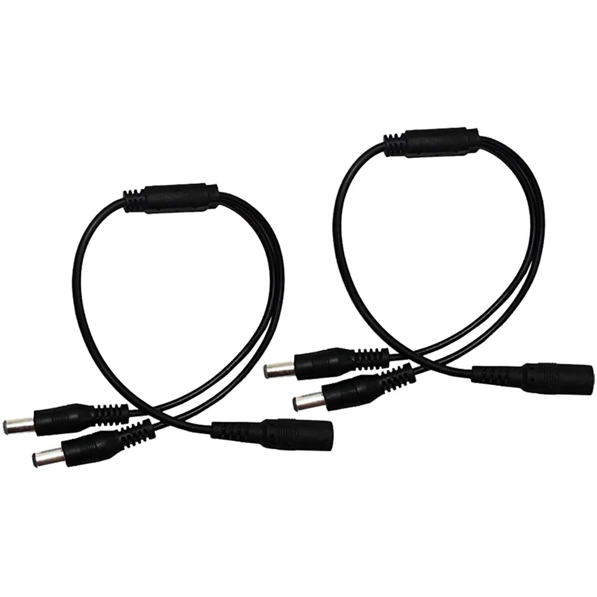 2Pack 1 to 2 Way DC Power Splitter Cable Barrel Plug 5.5mm x 2.1mm for CCTV Cameras LED Light Strip and more