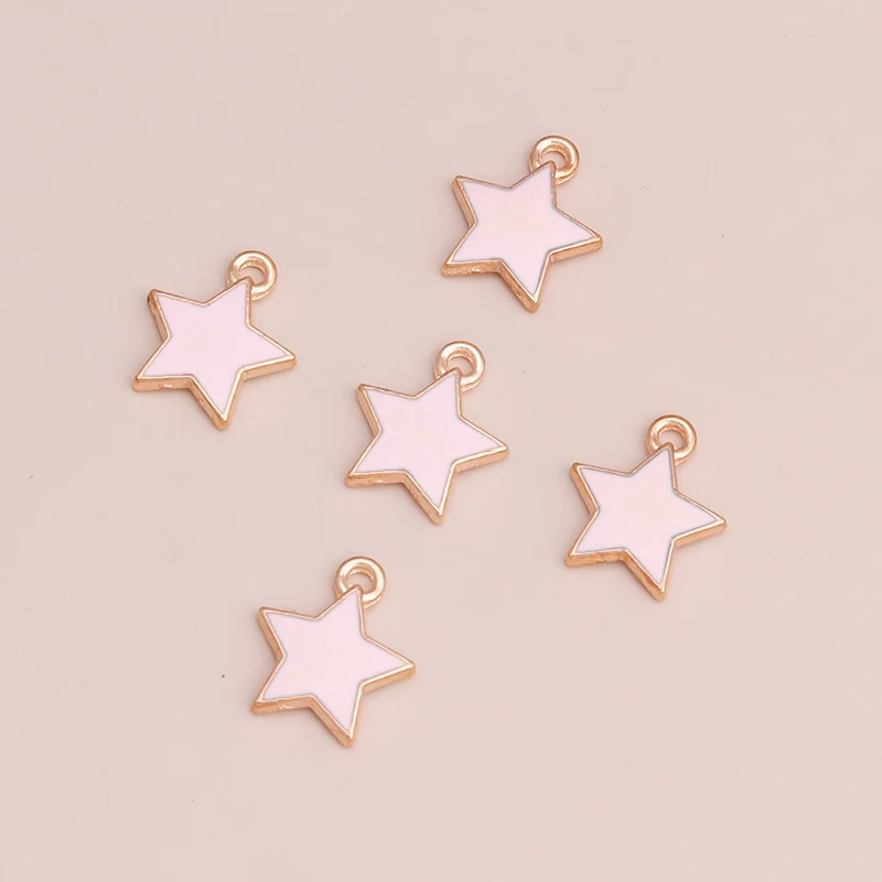 10 pz 13x13mm smalto stelle ciondoli gioielli per Charms fai da te bracciali creazione di orecchini collane perline accessori