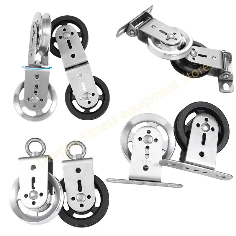 Fitness Pulley Cable System Aluminum Alloy Nylon Grooved Pulley Wall-mounted Rotating Silent Pulley DIY Lat Pulldown Attachments