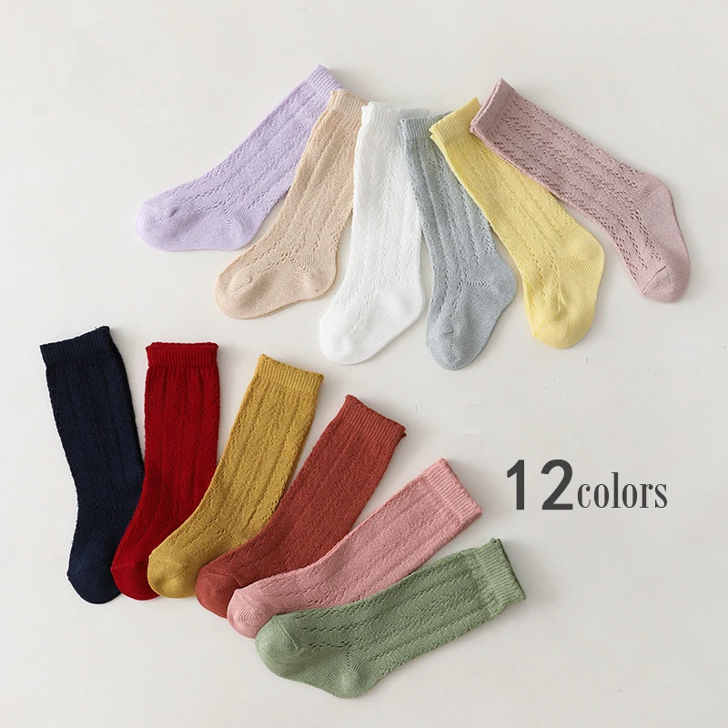 Baby Girls Socks Summer Kids Long Sock Toddlers Knee High Mesh Thin Socks Hollow Out Soft Cotton Infant Socken For 0-7 Years