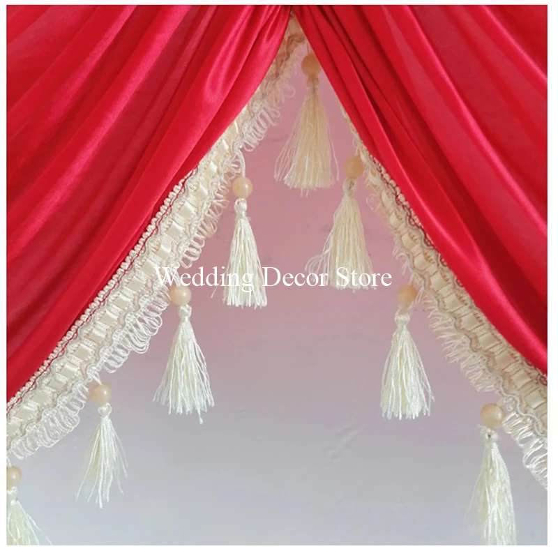 Customize Ice Silk Swag Tassel Beads Drape Valance for Backdrop Curtain Wedding Stage Background Event Party Decoration