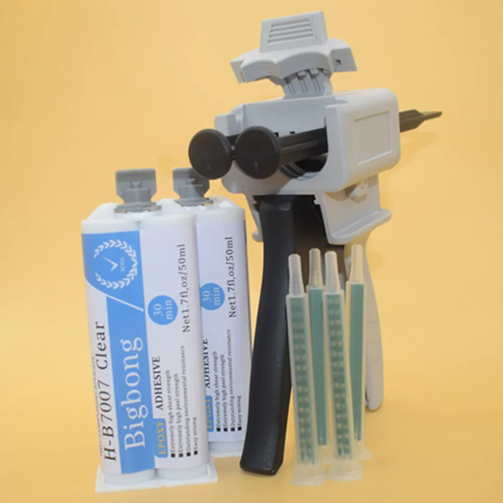 2 Stück Klares Epoxidharz 50ml Klebstoffe Epoxidharze 1:1 AB-Kleber & 4 Stück Statische Mischdüsen & 50ml Kartuschenpistolen 1:1 Klebstoffpistolen-Werkzeuge – Detail 5
