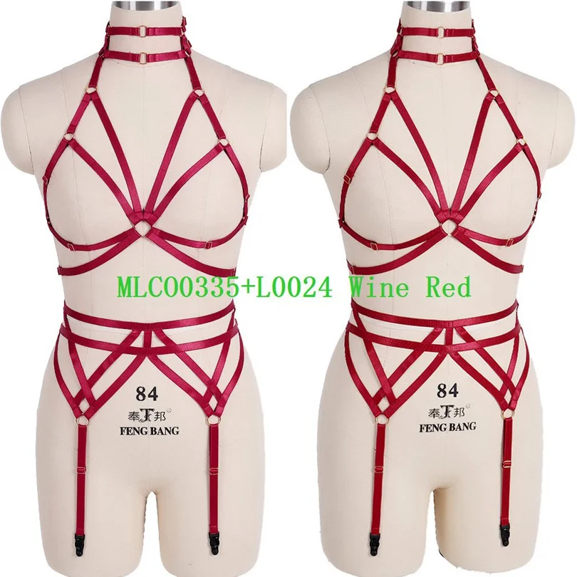 2PC Sexy Lingerie Set Women Spandex Harness  Body Garters Erotic Queen Sex BDSM Bondage Sword Belt Punk Bra Suspenders Straps