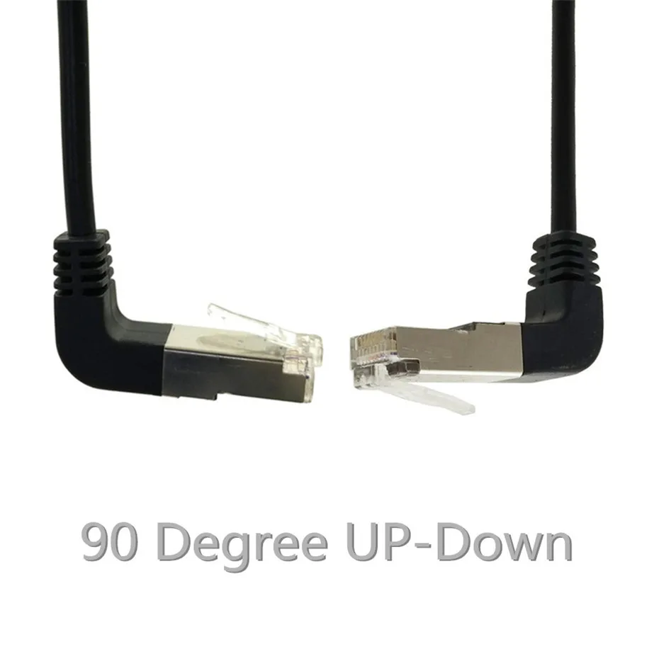 ارتفاعا وانخفاضا مزدوجة الكوع بزاوية 90 درجة cat5e 8P8C FTP STP UTP القط 5e إيثرنت شبكة كابل RJ45 Lan التصحيح الحبل 0.5m-5m