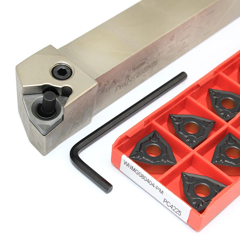 1PC PWLNR PWLNL 1616H08 2020K08 2525M08 External Turning Tool + 10PCS WNMG080408 PM PC4225 Inserts CNC Lathe Tools Set For Steel