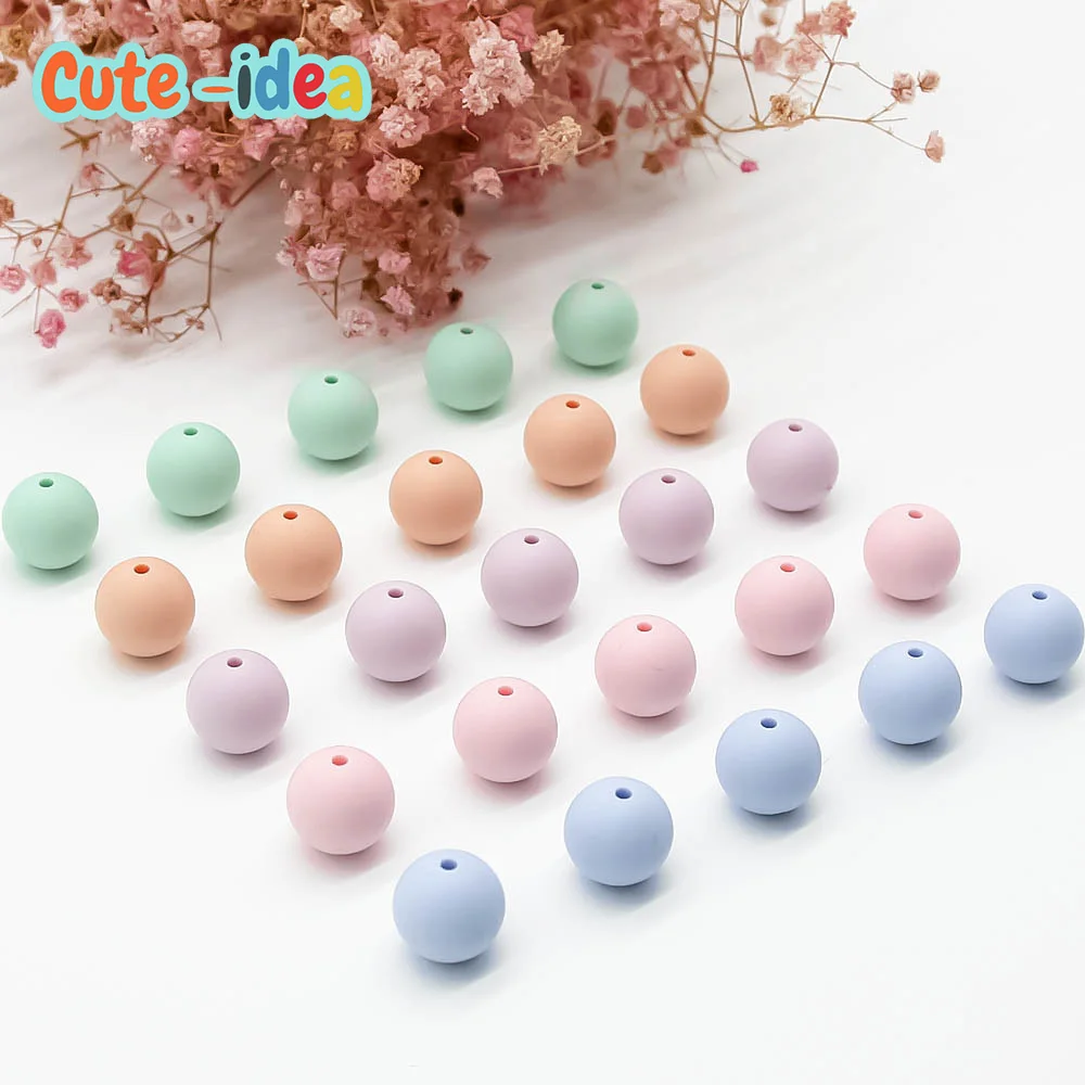 Cute-idea 9mm 100pcs Silicone Beads Food Grade Baby Round Teething Beads DIY Nursing Bracelet Baby Teether Pacifier Necklaces