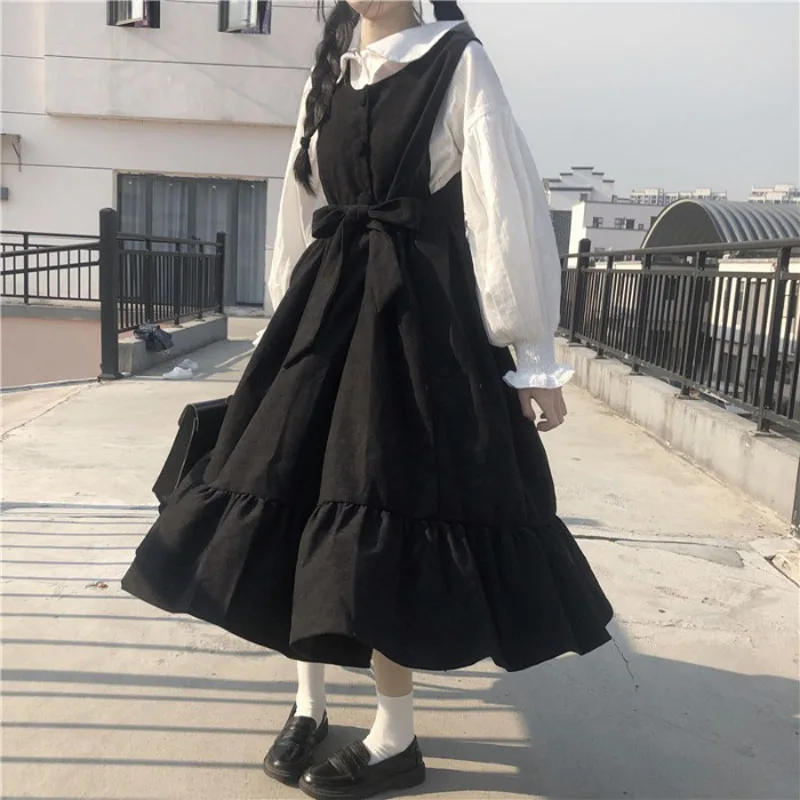 Preppy kleding voor vrouwen zomerjurk schattig kawaii lolita college stijl school student Japanse stijl harajuku vintage streetwear