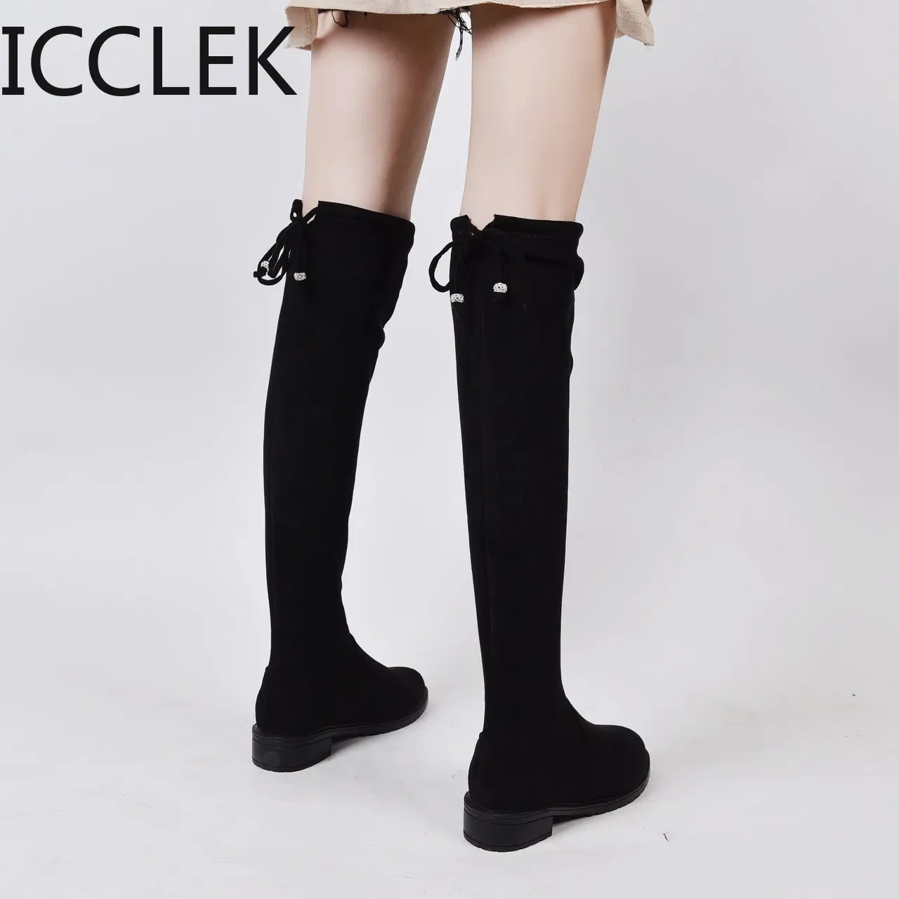 Size 35-41 Winter Over The Knee Boots Women Stretch Fabric Thigh High Sexy Woman Shoes Long Bota Feminina Zapatos De Mujer A006