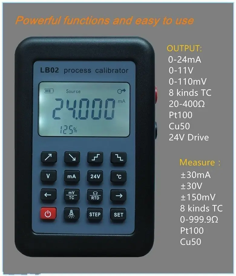 latest LB02 Resistance Voltage Meter 4-20mA 0-10V/mV Signal Generator Source PT100 temperature Process calibrator