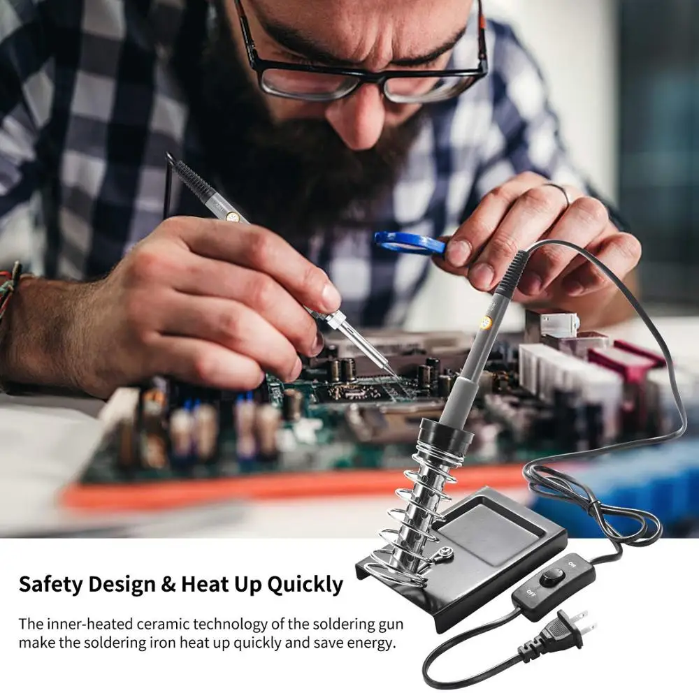 Imagem -06 - Kit de Ferro de Solda Elétrico com Temperatura Ajustável Estação de Retrabalho Lápis de Calor Ferramentas de Reparação 220v 110v 60w