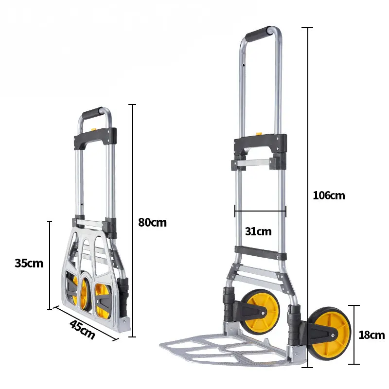 Skládací ruka kamion, aluminium dolly brašnářské žebřinový vůz, 220 LB schopnost, pro halové outdoorové pohyblivé cestovní