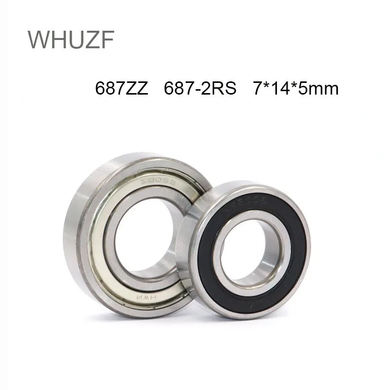 

WHUZF 687-2RS 687ZZ 7*14*5 mm rubber sealed deep groove ball bearing 687ZZ 687-2RS 7x14x5 Miniature Steel Ball Bearings