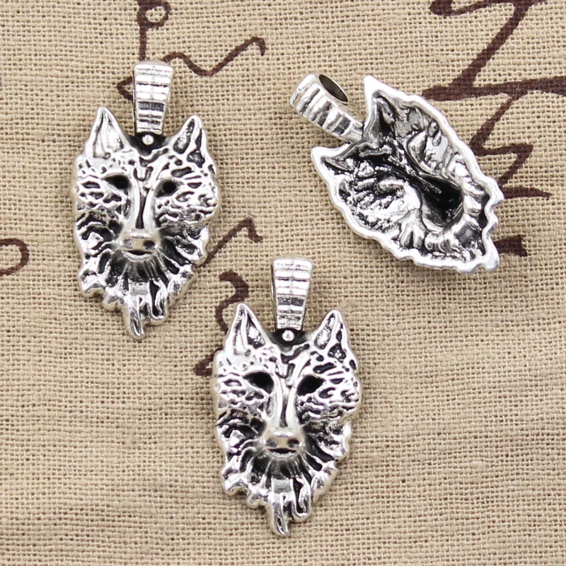 

8pcs Charms Wolf 32x17mm Handmade Craft Pendant Making fit,Vintage Tibetan Bronze Silver color,DIY For Bracelet Necklace