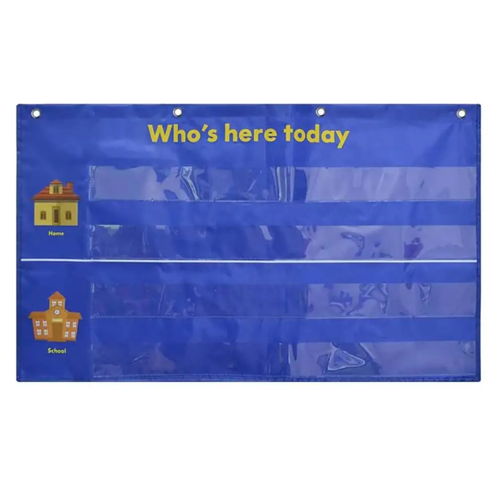 Who Is Here Today Attendance Pocket Chart Suitable For Classroom, Preschool, Kindergarten With 36 Colors Replacement Cards