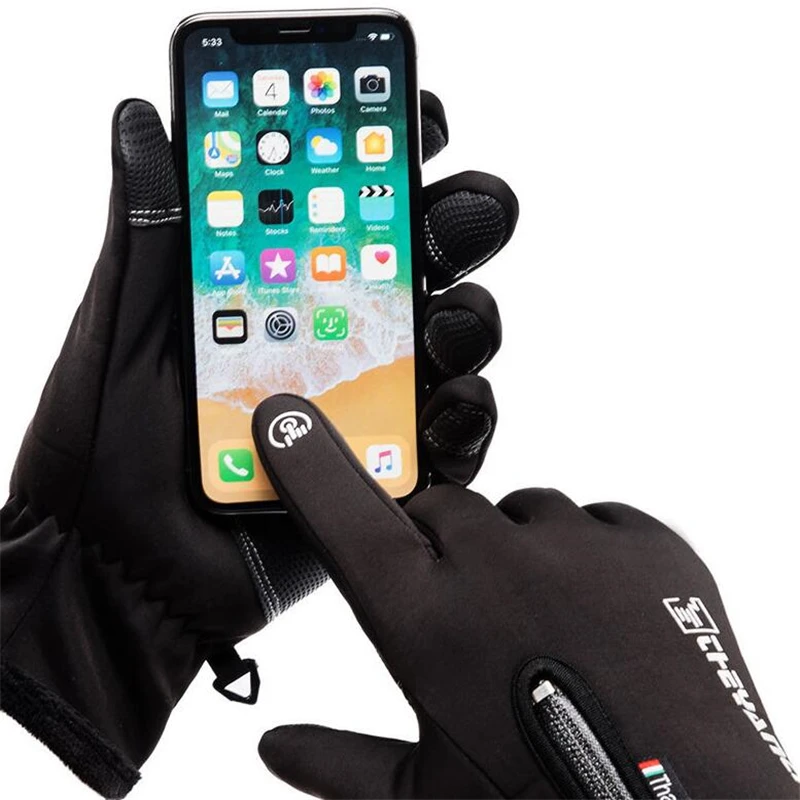 Guanti da ciclismo invernali da uomo Guanti touchscreen Guanti a dita intere Impermeabili per bici da esterno Sci Motociclismo Guanti caldi antivento