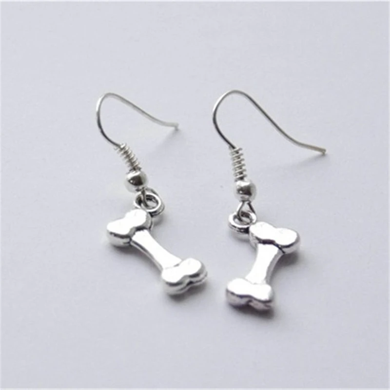 Boucles d'oreilles os de chien, boucles d'oreilles pour amoureux de chien, boucles d'oreilles os antiques de couleur argent, boucles d'oreilles pour amoureux de chien, cadeau pour amoureux de chien