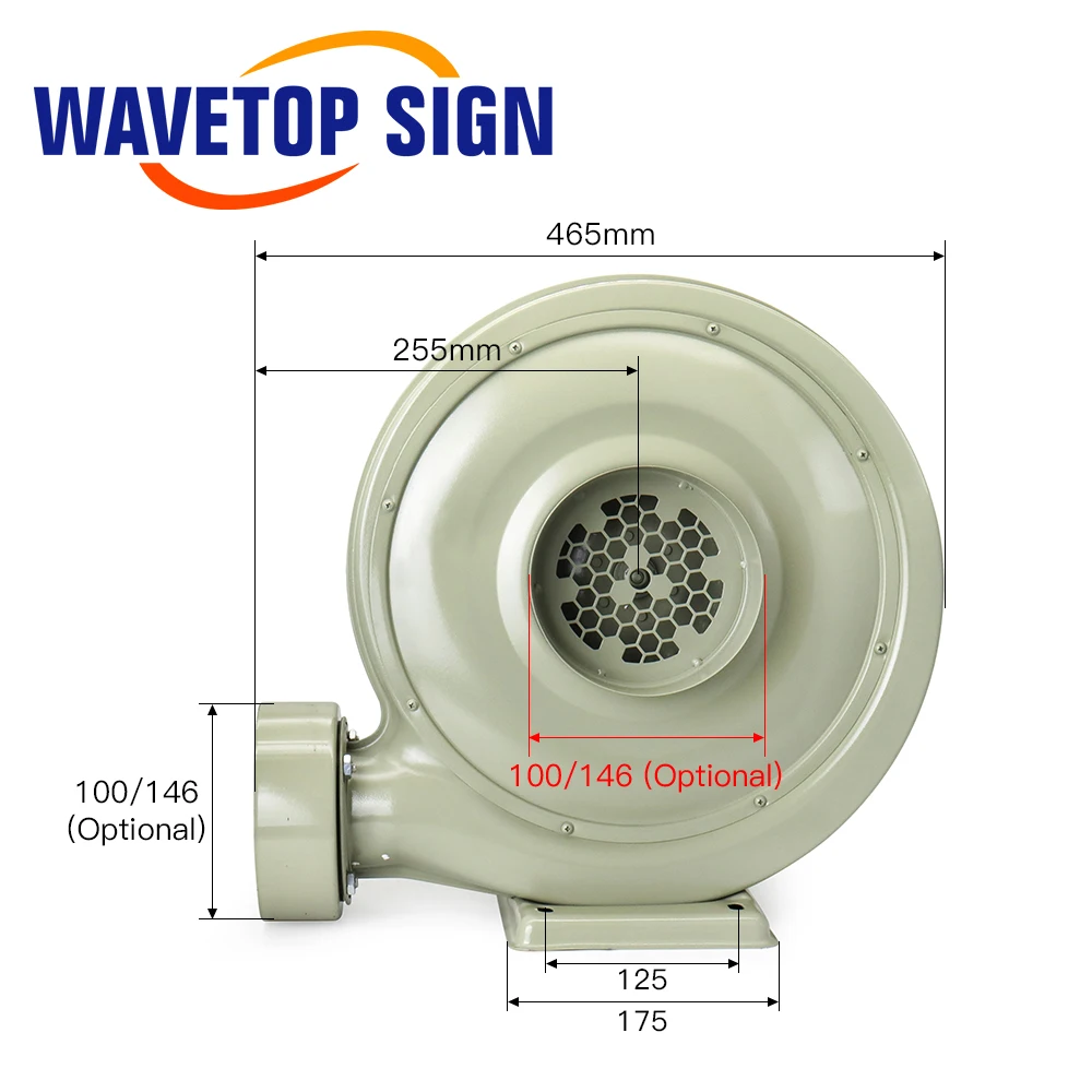 WaveTopSign 750 Вт 220 В 380 В вытяжной вентилятор центробежный для CO2 лазерный гравер режущий станок среднего давления низкий уровень шума