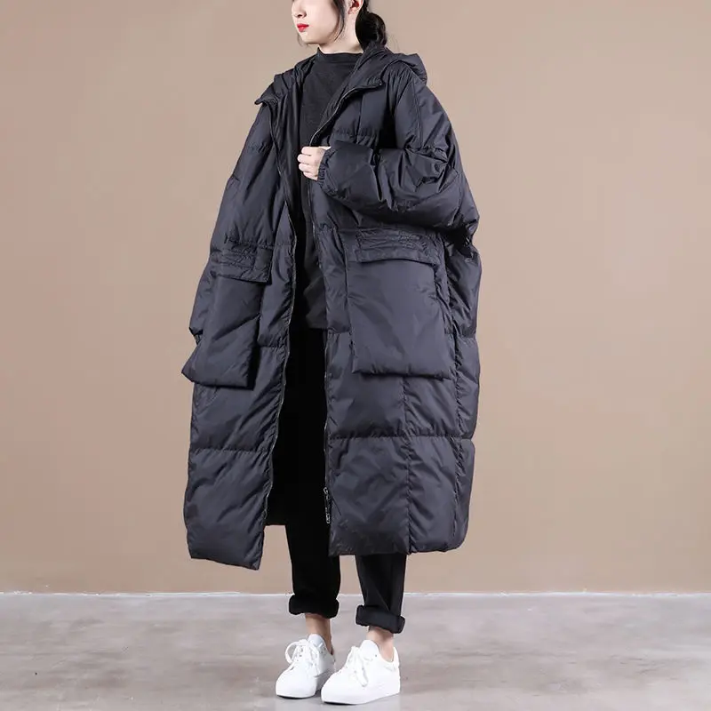 2023 Winter Oversized Vintage Cotton Jackets Women\'s Clothing Winter Literary Hooded Long Parkas Coats Female Overcoats D493