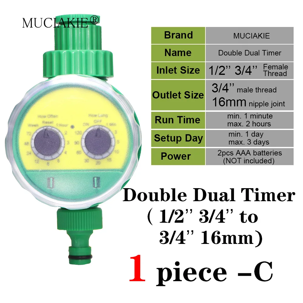 MUCIAKIE 5 rodzaje ogród czasowy wyłącznik przepływu wody czujnik deszczu Solar LCD podwójne pokrętło kontroler nawadniania 1/2 \'\'3/4\'\' Tap wspólne