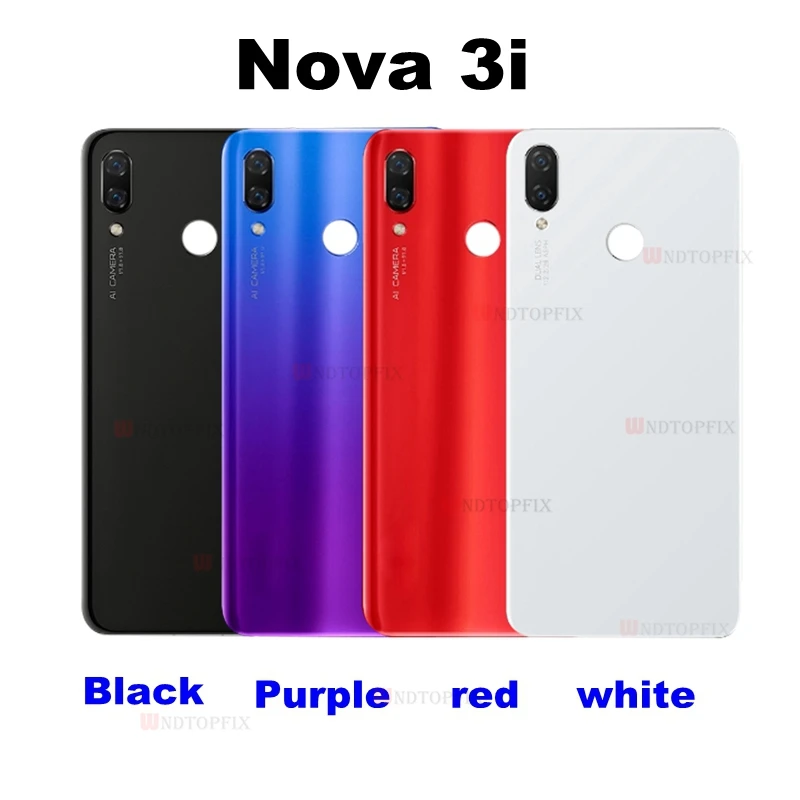 New For Huawei Nova 3 Battery Cover Back Glass Rear Door Housing Case For Huawei Nova 3i INE-LX1 Battery Cover With Camera Lens