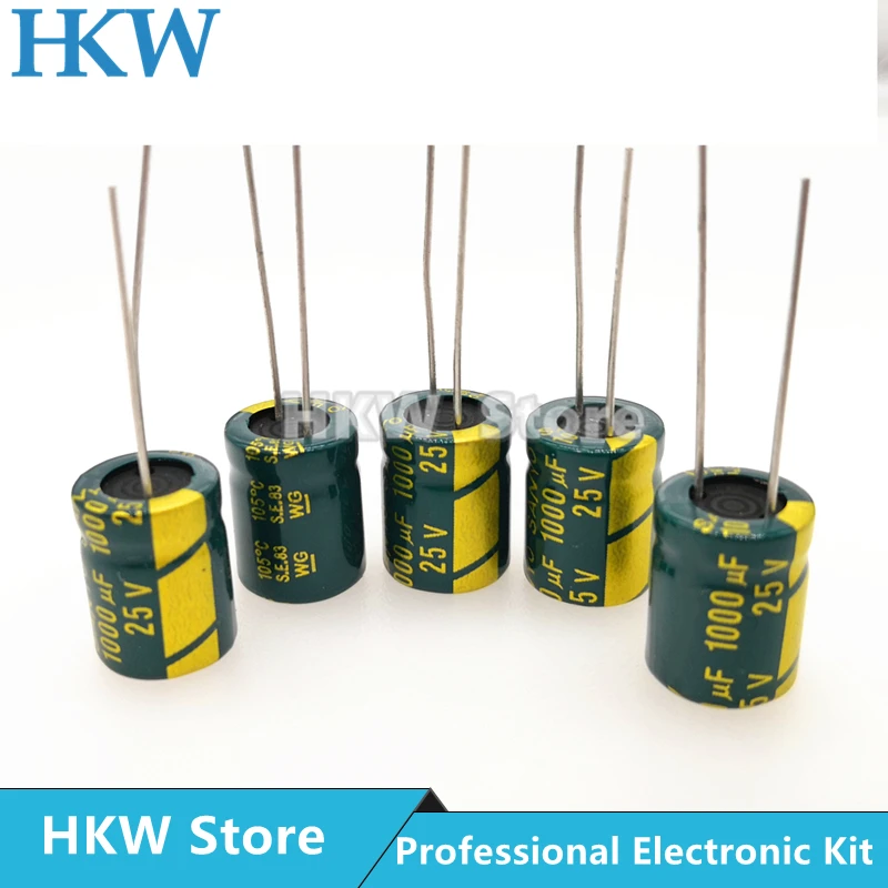 20pcs/lot 1000UF 25V 10*13mm 10*17mm High Frequency Low ESR / Impedance Aluminum Electrolytic Capacitor 1000uf25V 10X13 20%