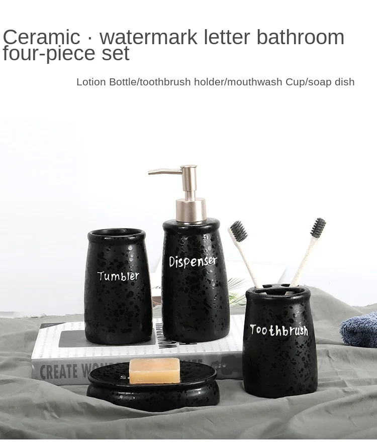 Ceramic Bathroom Set Soap Dispenser Nordic Bathroom Toiletries Gargle Cup Soap Dish Toothbrush Holder Ceramic Set