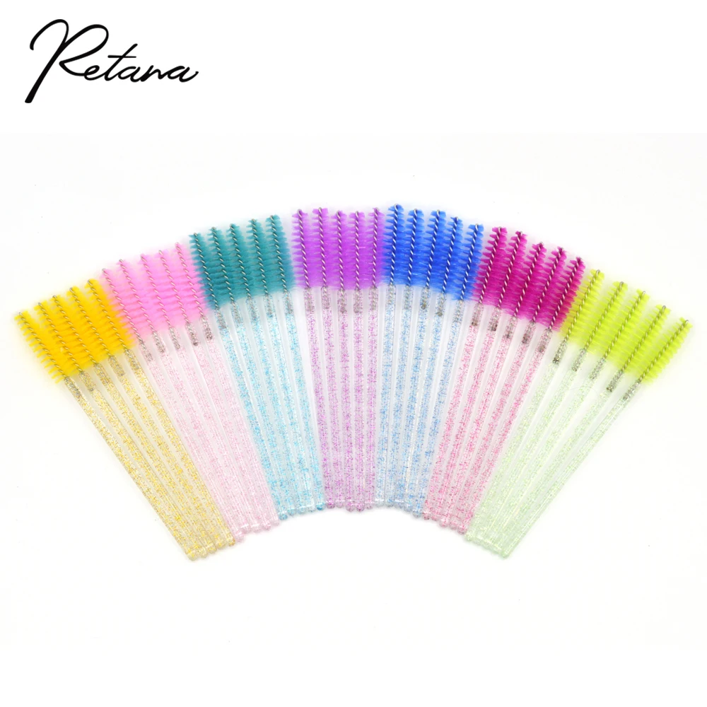 50 Shiny Disposable Eyelash Applicators Eyelash Brush Mascara Applicator Eyebrow Brush Comb Wand Wire Brush Makeup Brush