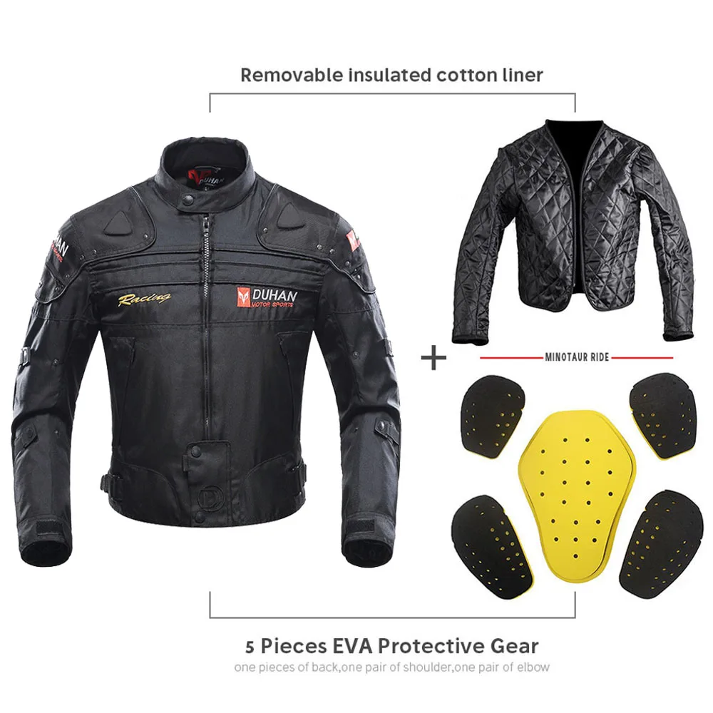 DUHAN Motorcycle Jacket Man Motocross Racing Pants Body Armor Moto Protection Clothing Set With Removeable Linner