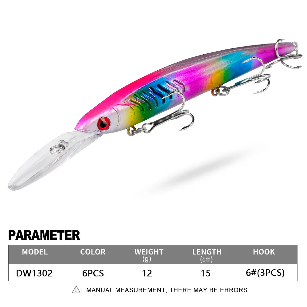 1Pcs 12.5g15.2cm Minnow Fishing Lure Wobbler Crankbait 3D Eyes Plastic Artificial Hard Baits Peche Bass Trolling Pike Carp Lures