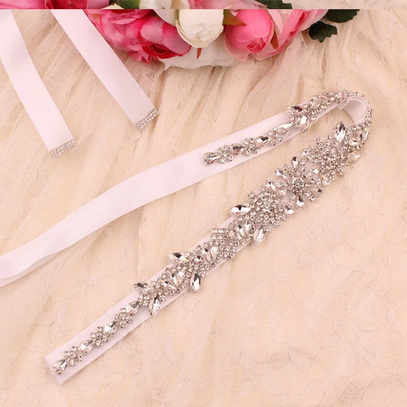 Wedding belt, silver crystal rhinestone, elegant, luxurious, beaded, handmade, bridesmaid