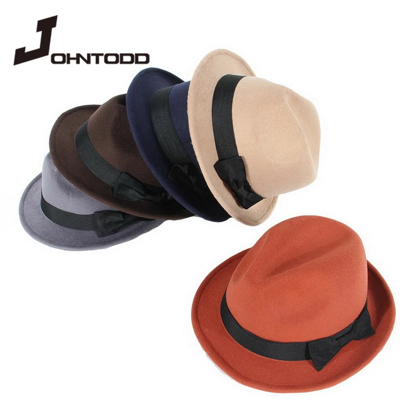 Autumn and winter new retro men's hat Fedoras high top jazz plaid hat adult top hat classic version headdress hat British bow