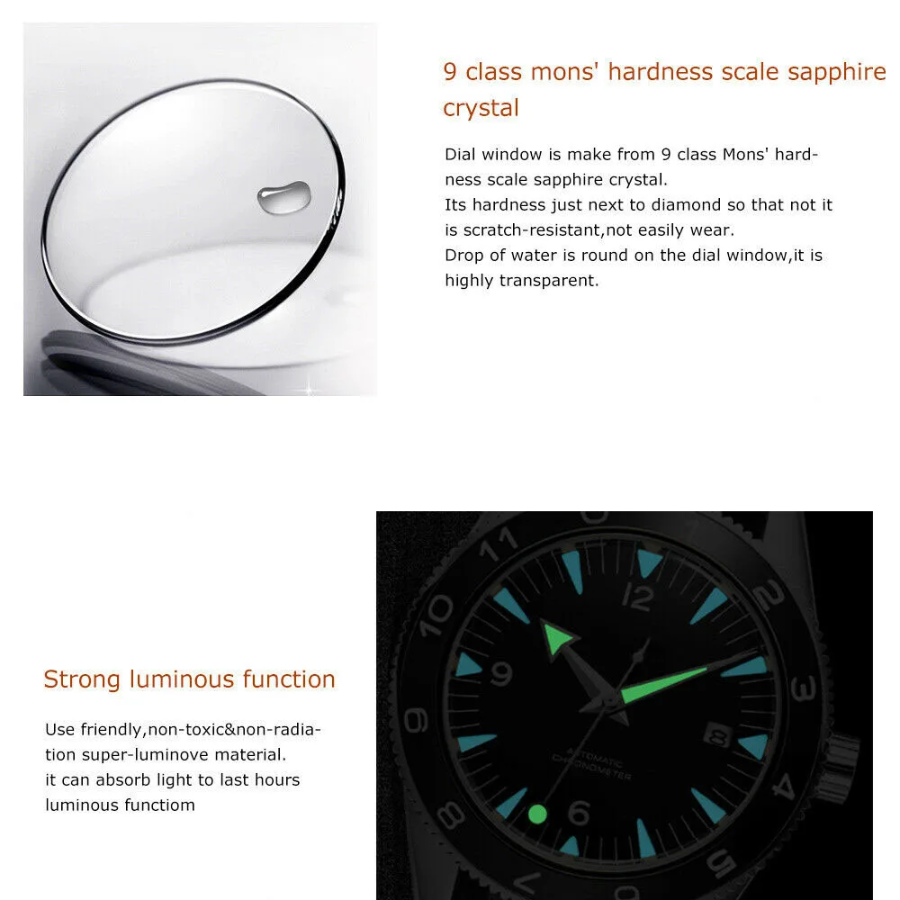 Luxury Corgeut Diver Watch Men 41MM Nh35 Automatic Wristwatch 100M Waterproof Sapphire Clock Military Sport Watch Ceramics Bezel