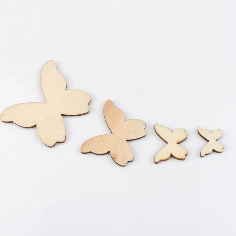 Wooden Butterfly Pattern Scrapbooking Art Collection Craft For Handmade Accessory Sewing Home 10/15/20/30/40mm 50pcs