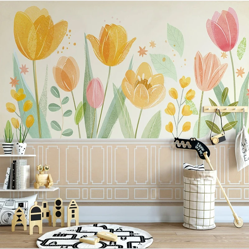 Mural de flores de paisaje natural personalizado, tela de pared para restaurante, niños, niños, Gril, decoración de fondo para dormitorio, Mural 3D, papel tapiz fresco