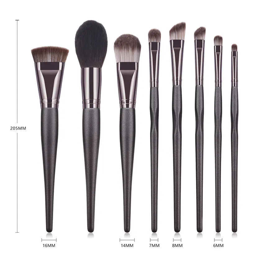 SAIANTTH 8pcs makeup brushes set wooden long beauty tool make up black coffee loose powder brush professional maquiagem kit