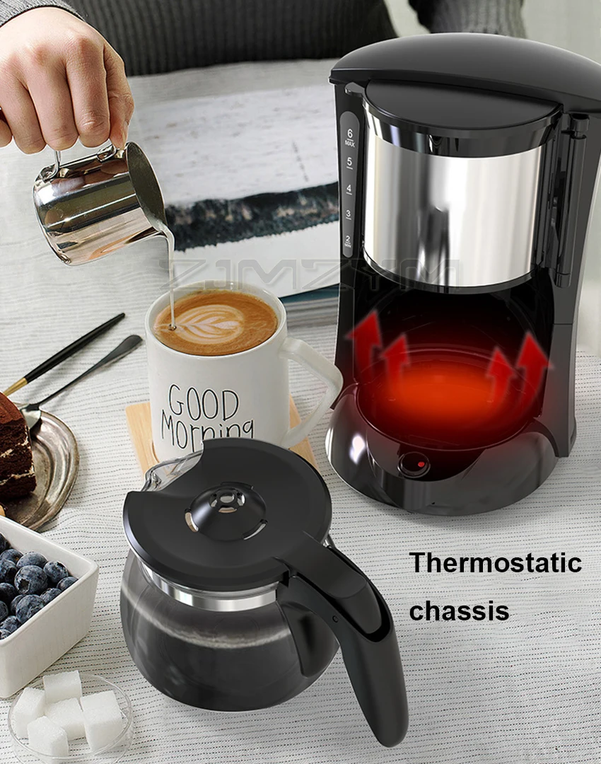 CM-323 Mocha Cappuccino อัตโนมัติกาแฟสไตล์อเมริกันหยดอัตโนมัติปิดกาแฟหม้อ600Ml