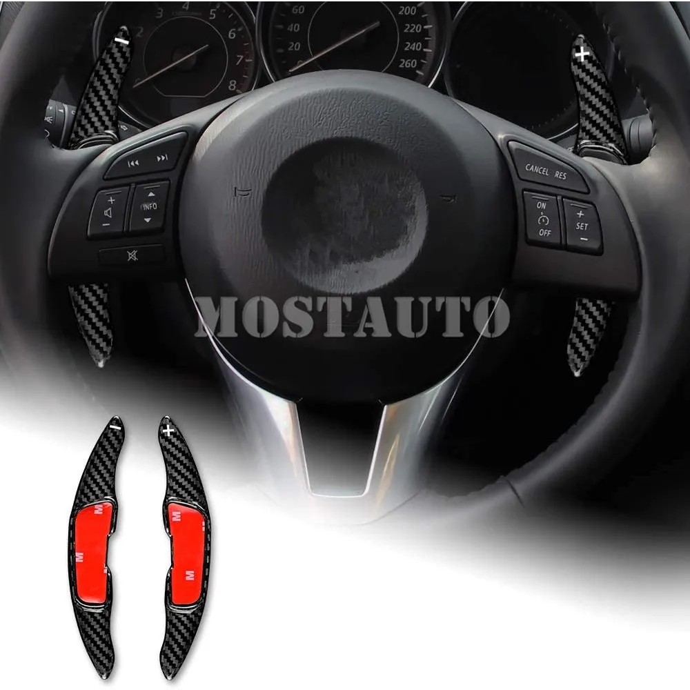 

For Mazda 3 Mazda 6 CX-3 CX-4 CX-5 MX-5 Real Carbon Fiber Paddle Paddle Shift Steering Wheel Shifter Extension Black/Red