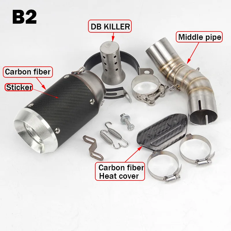 For Z900 Slip-on 51mm Motorcycle Exhaust Muffler Middle Link Pipe Escape with DB killer for Kawasaki Z900 2017 2018 2019