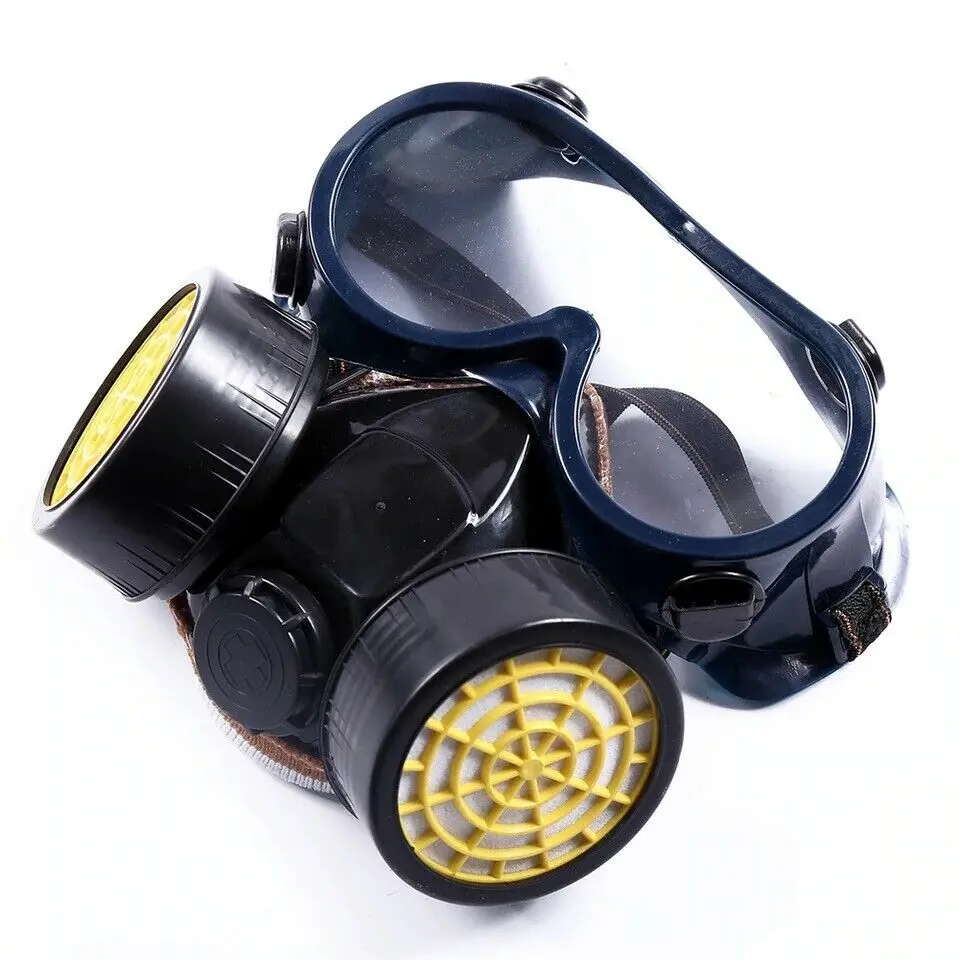 비상 생존 안전 호흡 가스 마스크 고글 및 2 이중 보호 필터