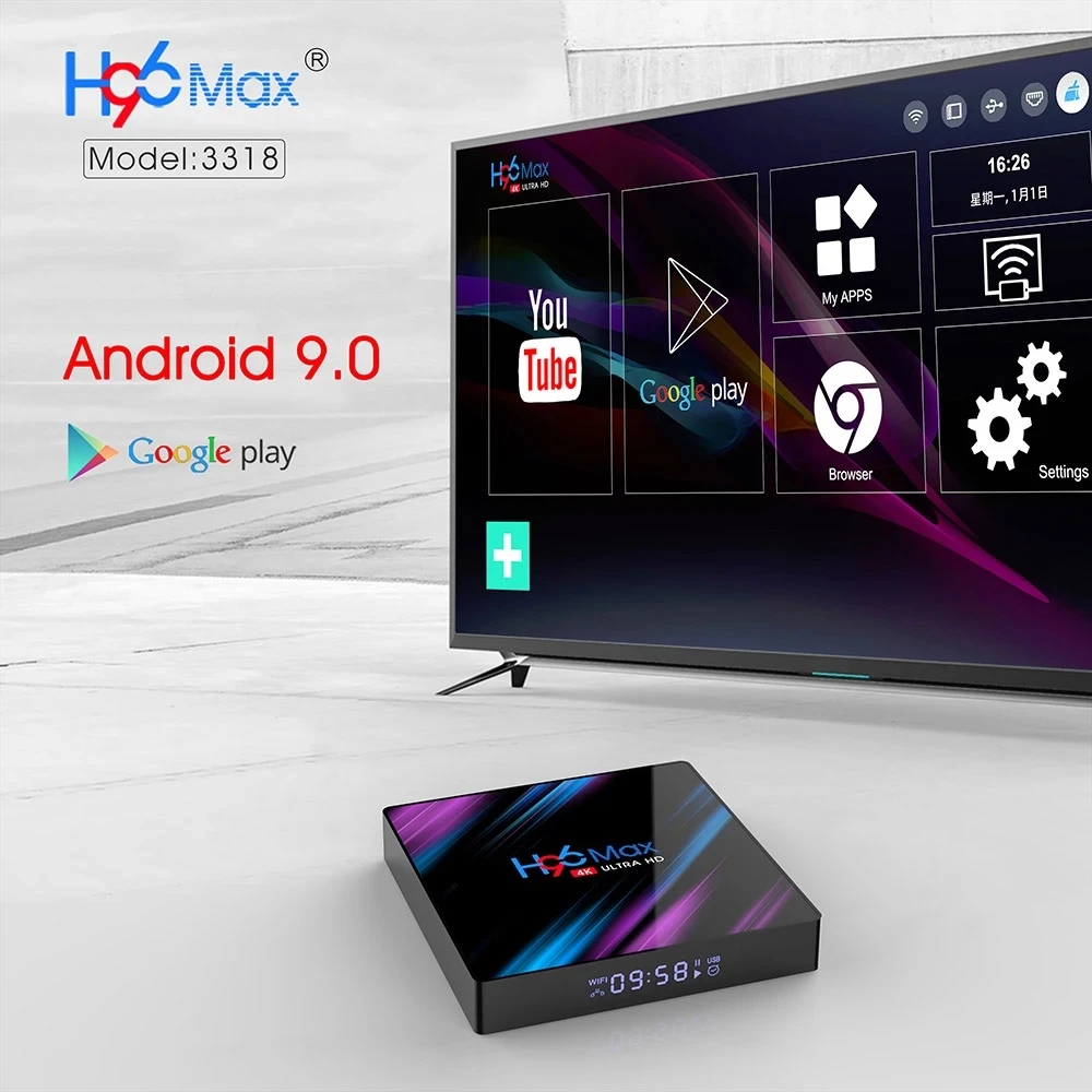 2021 H96 MAX RK3318 Smart TV Box Android 9 9.0 4GB 32GB 64GB 4K Youtube Media player H96MAX TVBOX Android TV Set Top Box 2GB16GB