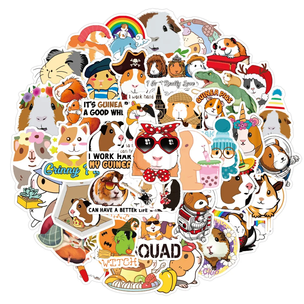 10/30/50PCS Cute Animal Guinea Pig Personality Decoration Graffiti Waterproof Sticker Notebook Refrigerator Skateboard Wholesale