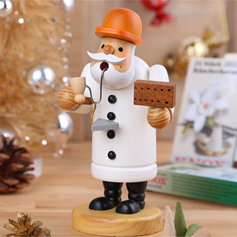 Nordic Creative Home Decor Accessories Christmas Wooden Smoke Doll Incense Burner Statue Living Room Decoration Sculpture A1065