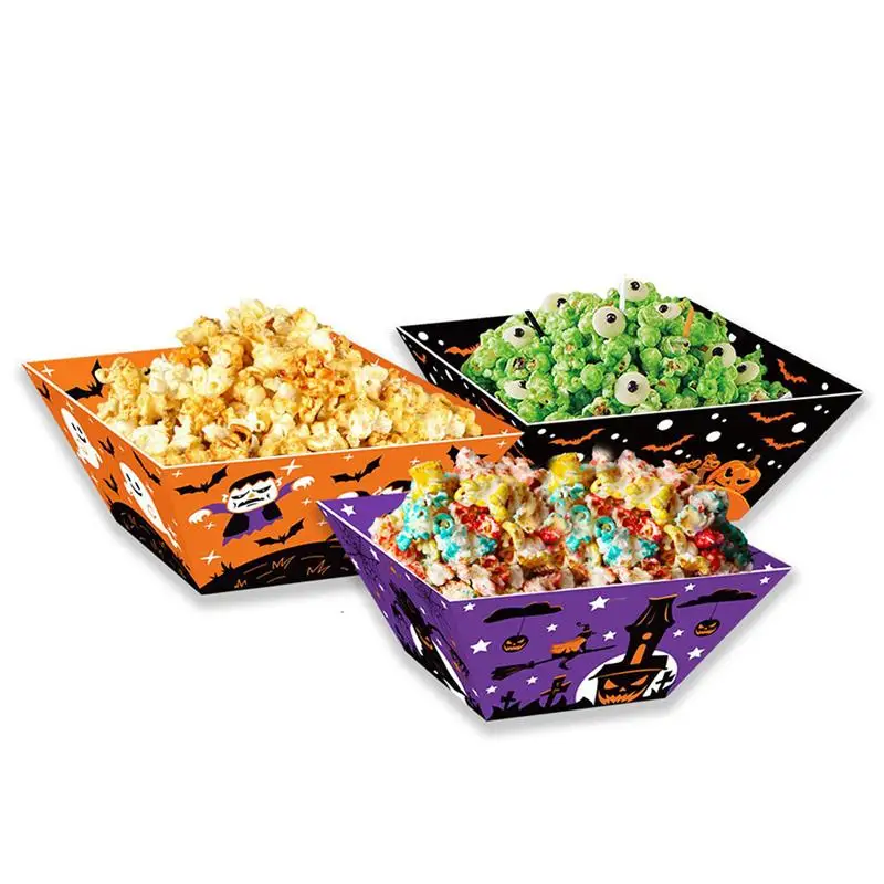 12pcs Halloween Snack Boxes Party Dessert Snack Boxes Popcorn Chocolate Boxes Spider Party Gift Popcorn Biscuit Chocolate Box