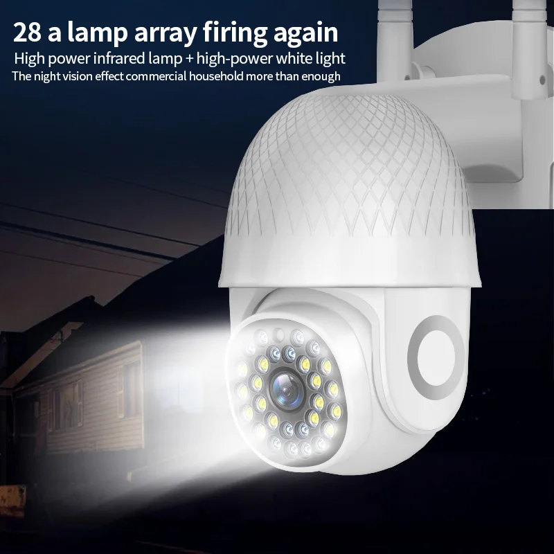 2MP 1080P 360 Degree Wireless PTZ IP Dome Camera Full Color AI Humanoid Motion Detection Sound and Light Alarm CCTV Monitor