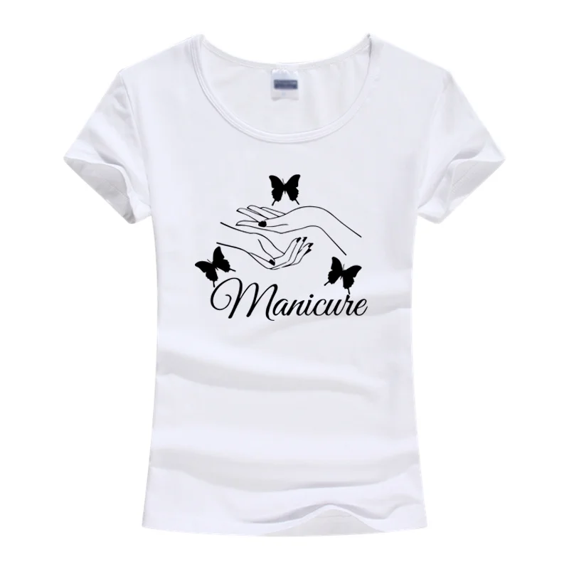 

New Summer Faith O-Neck Short Sleeve T-Shirt Beauty Nail Salon Tshirt Women Tees Tops Female Funny Manicure Top Tee