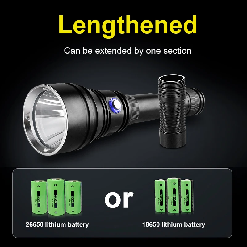 Most Powerful XHP160 Professional Diving LED Flashlight 500M Underwater Lamp XHP90 Rechargeable IPX8 Waterproof Scuba Dive Torch