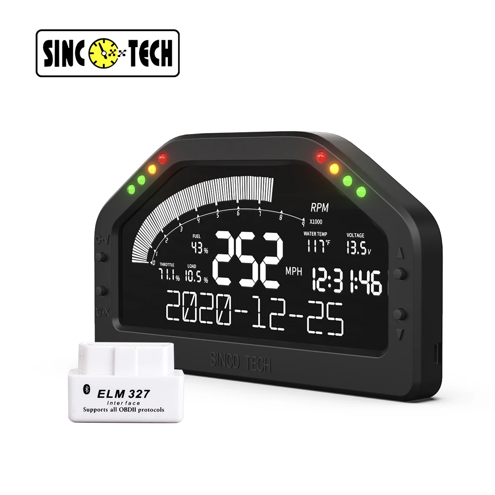 DO921 Sinco Tech Dashboard Race Display OBDll Bluetooth Gauge Multicolor Screen Dashboard racing gauge