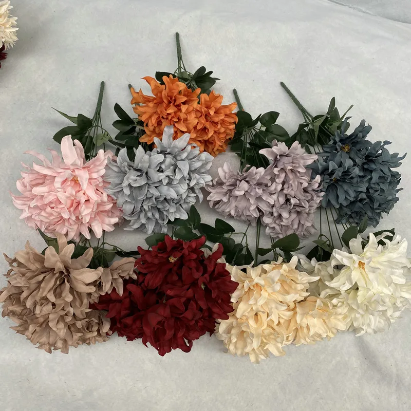 80cm D12cm Artificial Flower Dahlia Epiphyllum Brushed Cloth Large Flower Wedding Decoration Flower Bouquet Making Materials